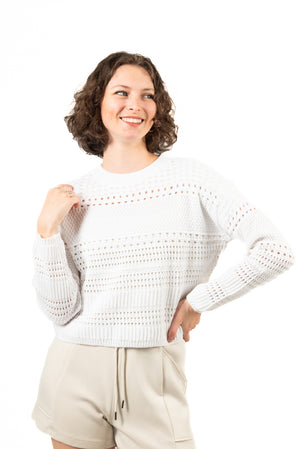 Ribbed edges openwork knit sweaters